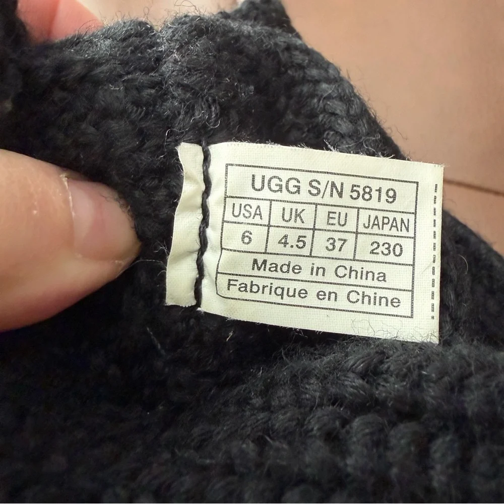 UGG Black Sweater Knit Button Boots Size 6